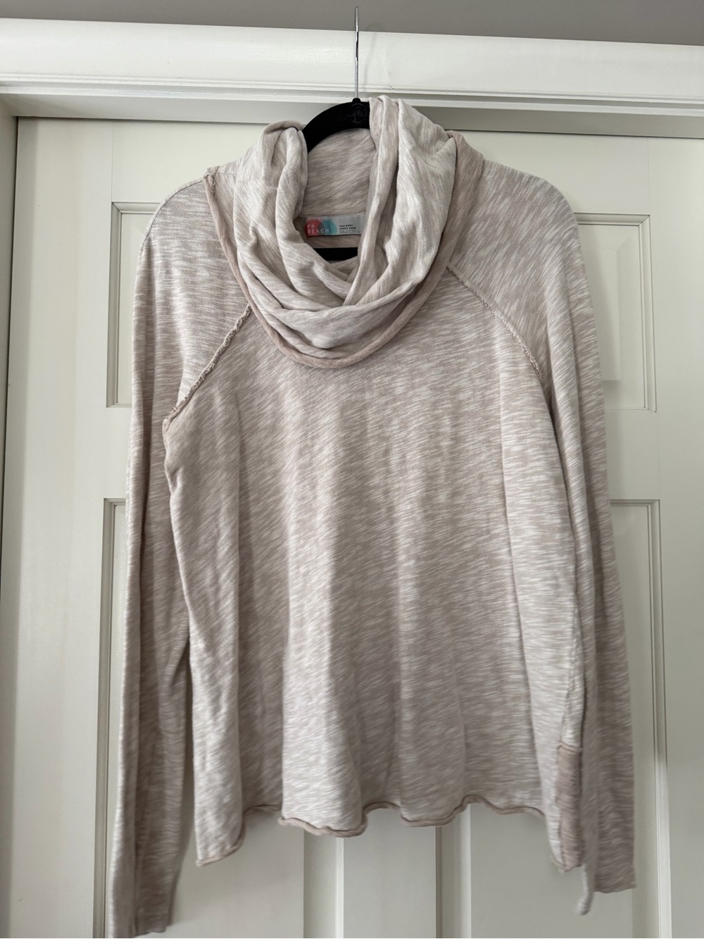 Cozy Marled Cowl Neck Top in Light Cream